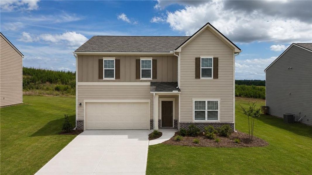 Front exterior of a new home in Casteel, Bethlehem, GA, highlighting curb appeal (Image 1). Front exterior of a new home in Casteel, Bethlehem, GA, highlighting curb appeal (Image 1).
