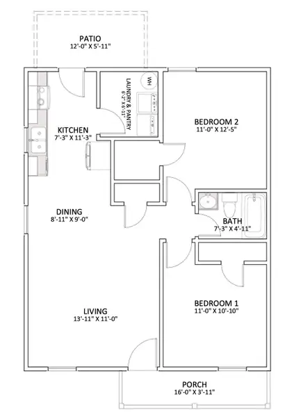 2D floor plan layout for the Duncan by Enchanted Homes in Arcadia Village, Spartanburg, SC (Image 5). 2D floor plan layout for the Duncan by Enchanted Homes in Arcadia Village, Spartanburg, SC (Image 5).
