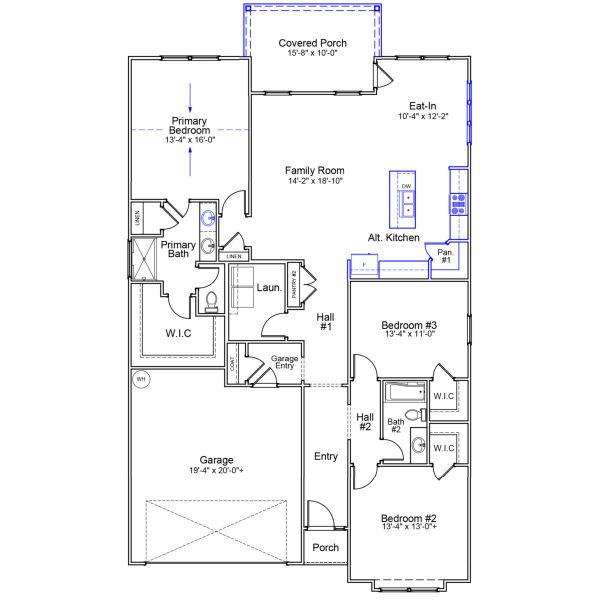 2D floor plan layout of this home in Fairview Falls, Chesnee, SC (Image 2).