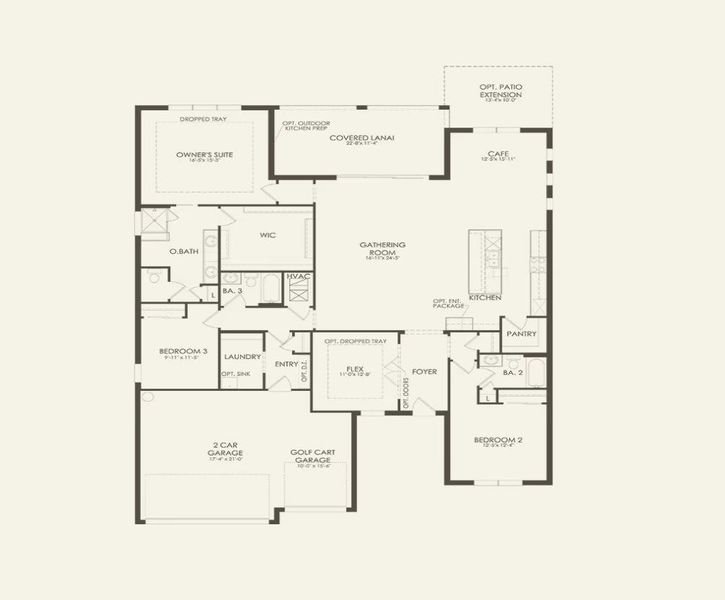 2D floor plan layout of this home in Del Webb Tradition, Port St. Lucie, FL (Image 4). 2D floor plan layout of this home in Del Webb Tradition, Port St. Lucie, FL (Image 4).