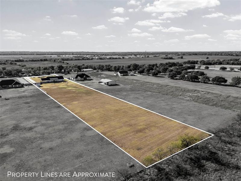 View of rural area with property boundaries highlighted