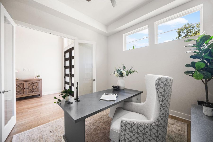 Another view of the office overlooking the front doors