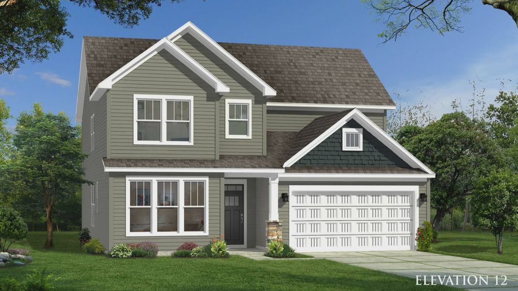 Front exterior of a new home in The Reserve at Livingston Park, Easley, SC, highlighting curb appeal (Image 2). Front exterior of a new home in The Reserve at Livingston Park, Easley, SC, highlighting curb appeal (Image 2).