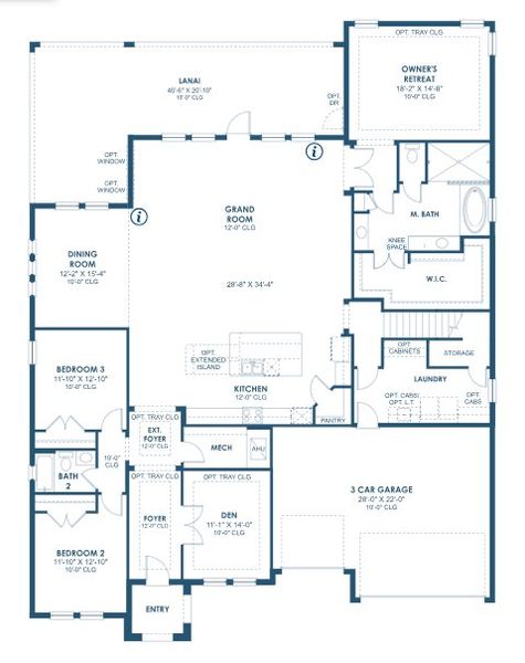 2D floor plan layout for the Key West II by Homes by WestBay in Pasadena Ridge, Pasadena Hills, FL (Image 3).