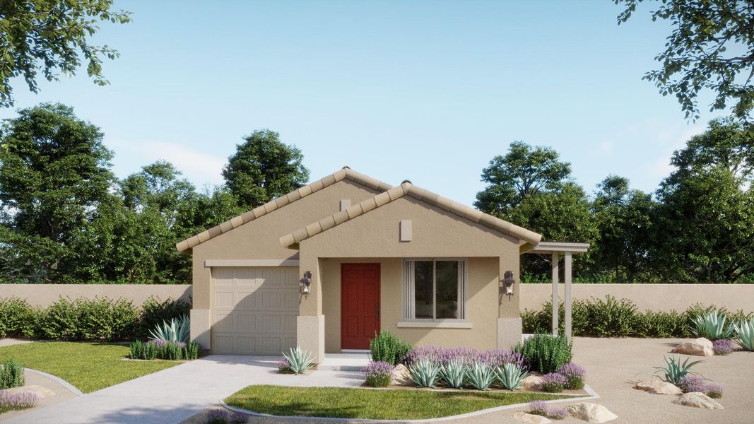 Representative exterior photo of a completed home built from the Apex by Landsea Homes in Wildera – Crest Series, San Tan Valley, AZ (Image 4). Representative exterior photo of a completed home built from the Apex by Landsea Homes in Wildera – Crest Series, San Tan Valley, AZ (Image 4).