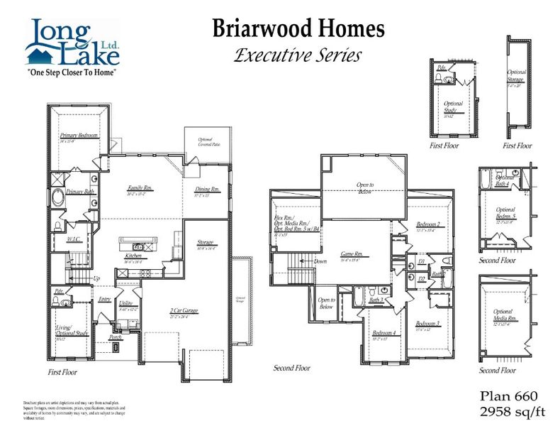 2D floor plan layout for the 660 by Long Lake Ltd. in Briarwood Crossing, Rosenberg, TX (Image 3).