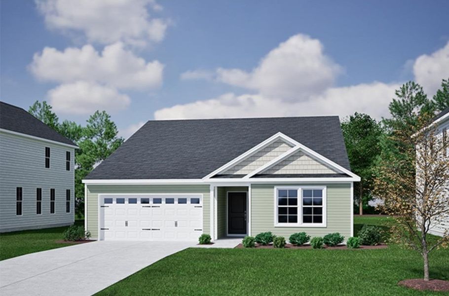 Front exterior of a new home in Avenue One, Castle Hayne, NC, highlighting curb appeal (Image 1). Front exterior of a new home in Avenue One, Castle Hayne, NC, highlighting curb appeal (Image 1).