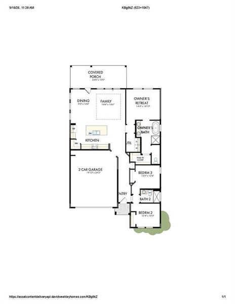 2D floor plan layout of this home in Maple Grove at Towne Lake, Woodstock, GA (Image 2).