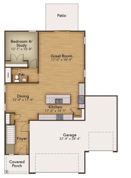 2D floor plan layout for the The Holly by Chesapeake Homes in Highgate, Clayton, NC (Image 5). 2D floor plan layout for the The Holly by Chesapeake Homes in Highgate, Clayton, NC (Image 5).