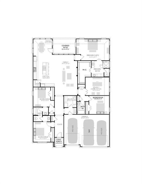 2D floor plan layout of this home in Cross Creek Meadows, Celina, TX (Image 4).