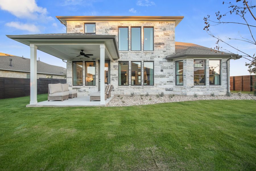 Exterior details and patio area of a home in Provence 50', Austin (Image 27).