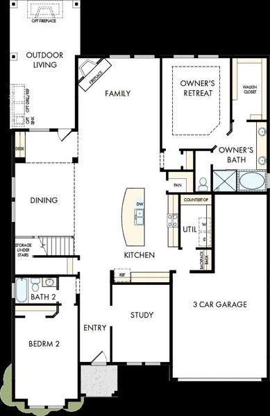 2D floor plan layout of this home in Riceland - Summit Collection, Mont Belvieu, TX (Image 5).