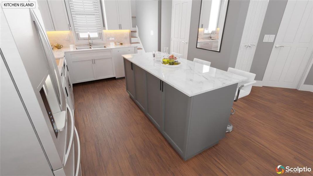 Kitchen with optional center island cabinetry