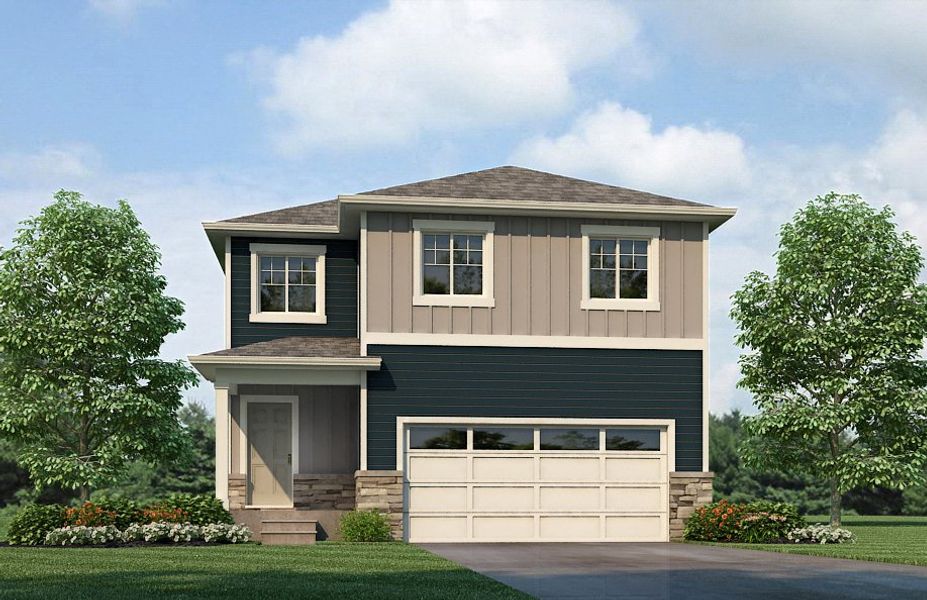 Representative exterior photo of a completed home built from the Edmon by D.R. Horton in Prairie Song, Windsor, CO (Image 5).