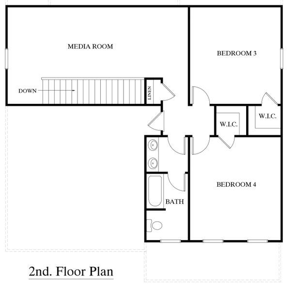 2D floor plan layout for the Danbury by Crawford Creek Communities in Red Bird Manor, Jefferson, GA (Image 3).