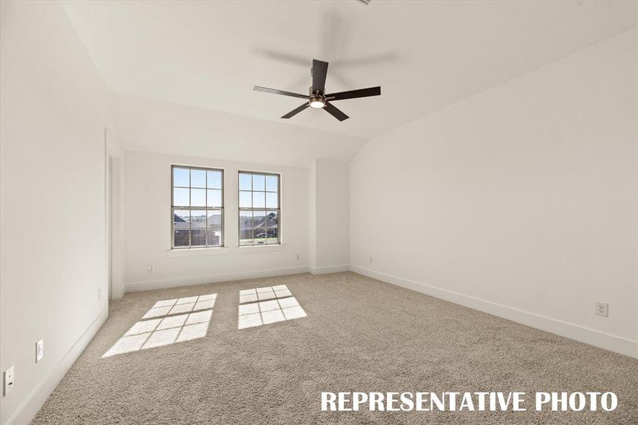 This dreamy owner's bedroom offers plenty of space and natural light.  REPRESENTATIVE PHOTO