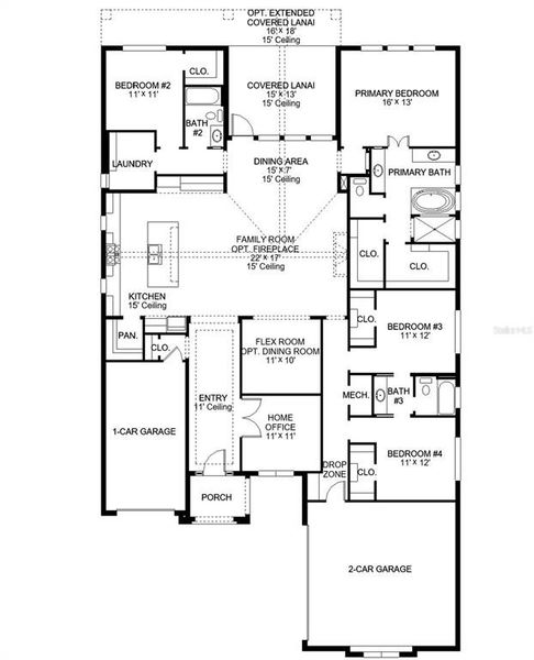 2D floor plan layout of this home in Southern Hills, Brooksville, FL (Image 3).