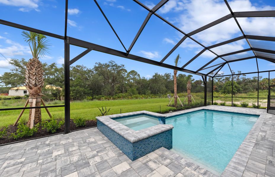 Exterior details and patio area of a home in Del Webb Oak Creek, North Fort Myers (Image 4). Exterior details and patio area of a home in Del Webb Oak Creek, North Fort Myers (Image 4).