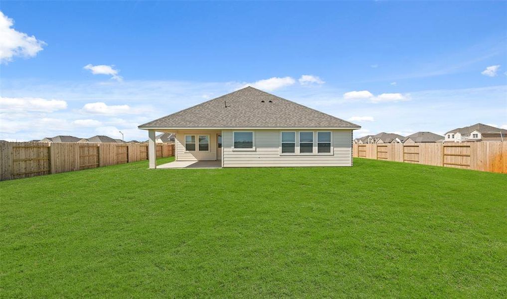 Covered patio in backyard