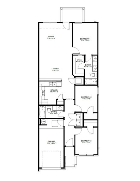 2D floor plan layout for the Nolan by Flintrock Builder in College Park, Troy, TX (Image 3).