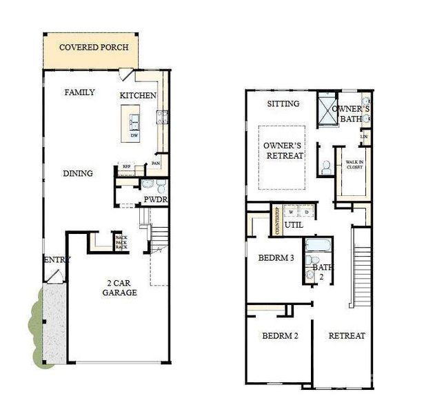 2D floor plan layout of this home in Westview Towns, Waxhaw, NC (Image 3).