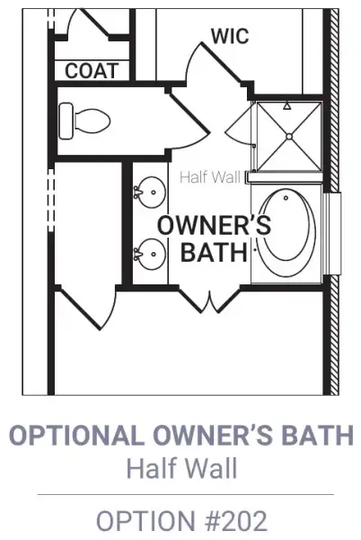Master Bath – Tub Shower 1/2 Wall