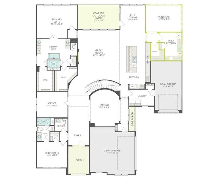2D floor plan layout of this home in Dunham Pointe, Cypress, TX (Image 3).