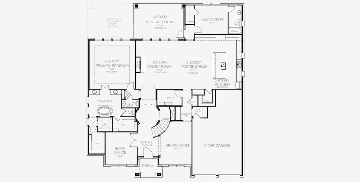 2D floor plan layout for the 4199W by Perry Homes in Lakes of Cane Island, Katy, TX (Image 3).