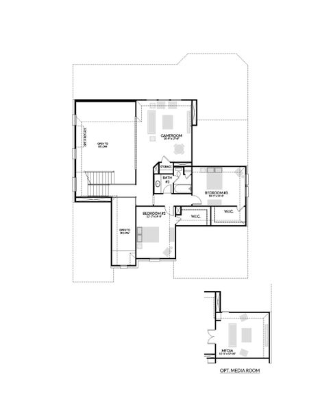 2D floor plan layout for the Kenai by Centre Living Homes in Painted Tree Lakeside, McKinney, TX (Image 6).