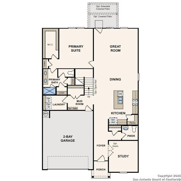 2D floor plan layout of this home in Cinco Lakes, San Antonio, TX (Image 3).