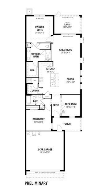 2D floor plan layout for the Maya by Mattamy Homes in Brightmore at Wellen Park, Venice, FL (Image 3).
