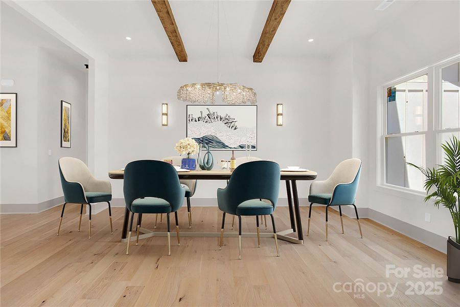 Virtually staged dining room off front entry Virtually staged dining room off front entry