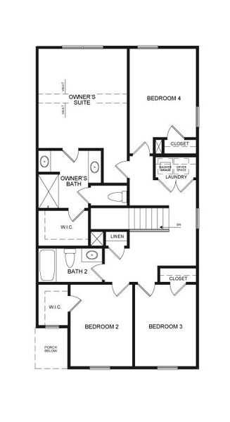 2D floor plan layout for the The Newbury by Direct Residential Communities in Chastain Heights, Woodstock, GA (Image 4).