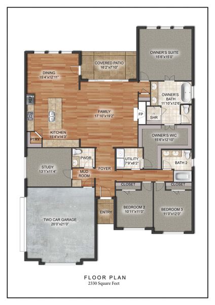 2D floor plan layout for the The Abilene by Kenmark Homes in Coyote Crossing, Godley, TX (Image 3). 2D floor plan layout for the The Abilene by Kenmark Homes in Coyote Crossing, Godley, TX (Image 3).