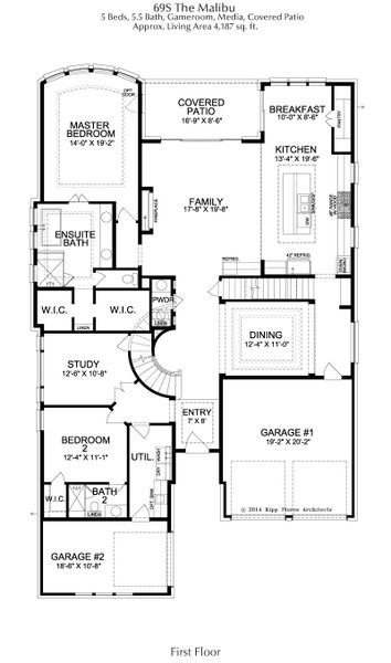 2D floor plan layout for the Malibu by Landon Homes in Fields Prestige - 60's, Frisco, TX (Image 4). 2D floor plan layout for the Malibu by Landon Homes in Fields Prestige - 60's, Frisco, TX (Image 4).