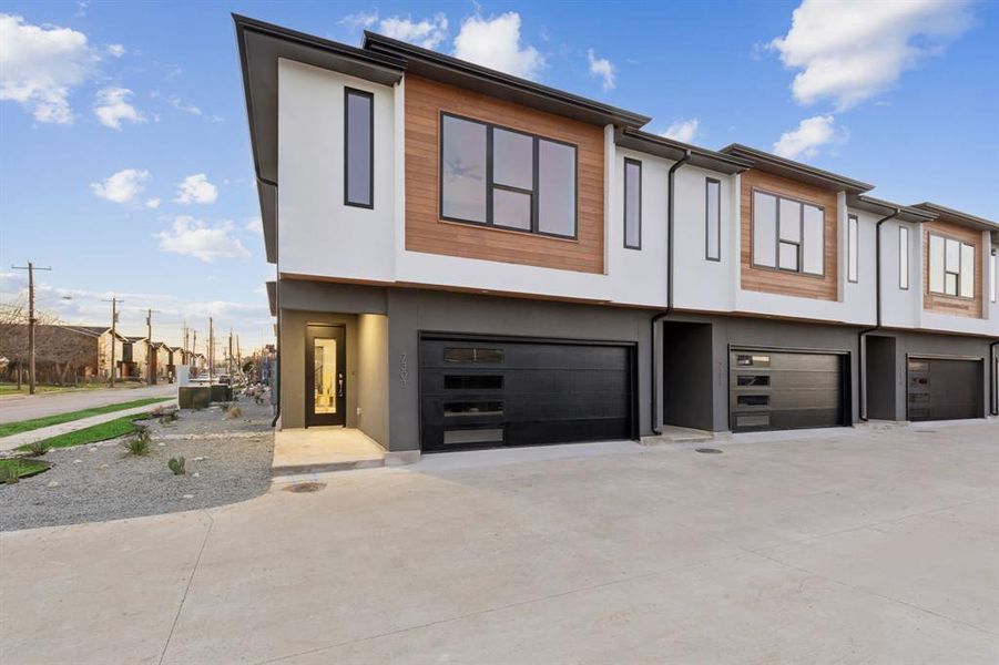 Premium stucco facade with cedar accents