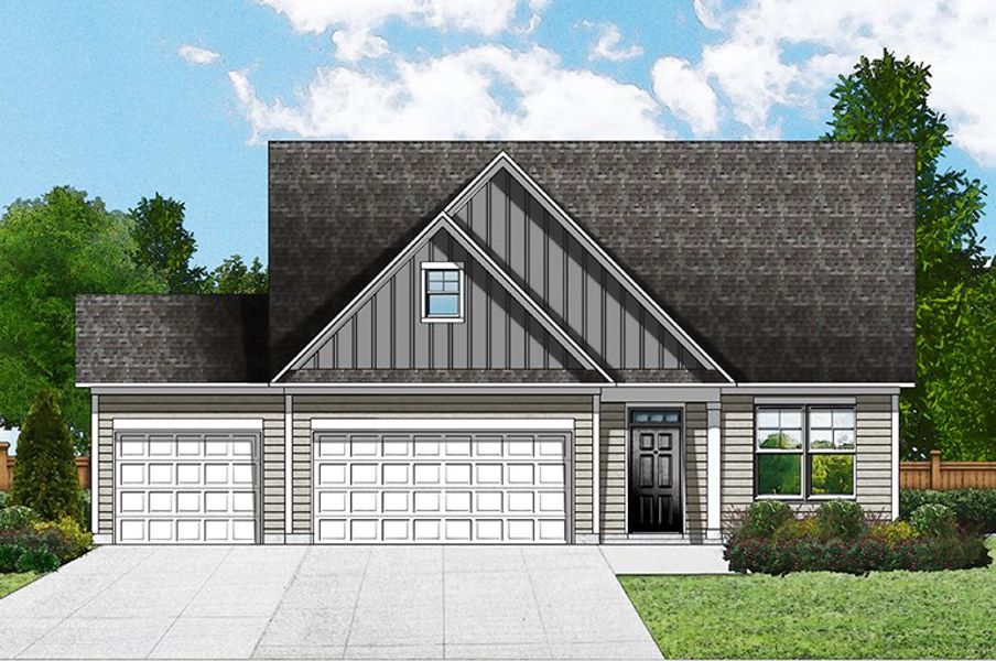 Elevation B - 3 Car Garage