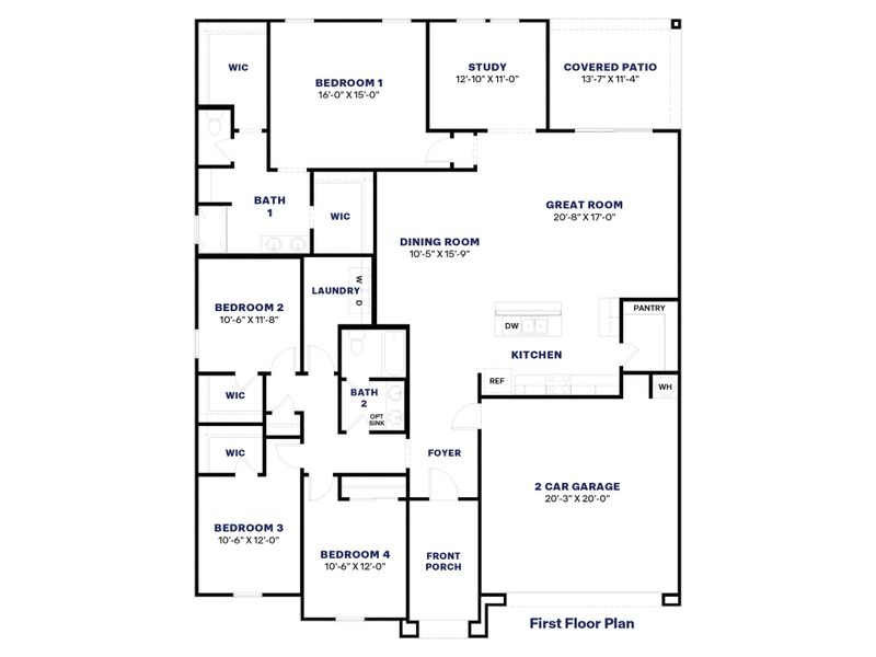2D floor plan layout for the Holden by D.R. Horton in Carlton Commons, Casa Grande, AZ (Image 3).