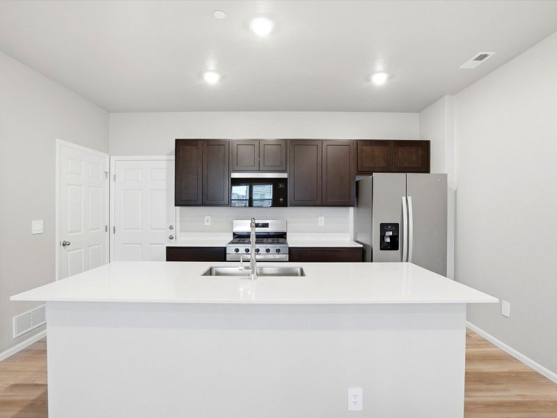 Furnished interior view inside a new home in Skyview at High Point, Aurora (Image 2). Furnished interior view inside a new home in Skyview at High Point, Aurora (Image 2).