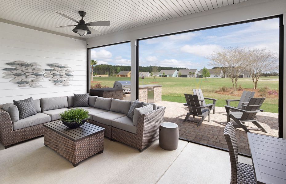 Exterior details and patio area of a home in Del Webb Savannah at Heartwood, Richmond Hill (Image 4).