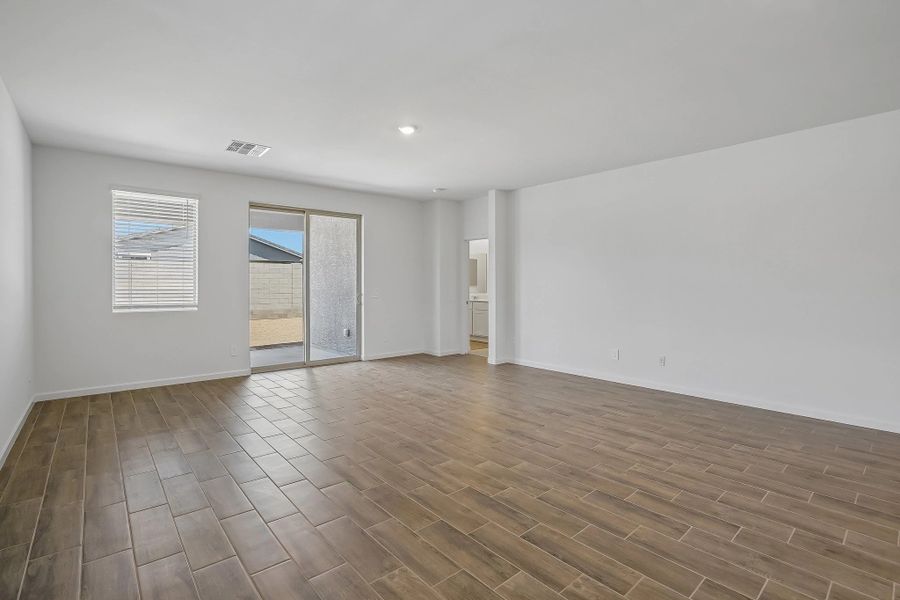 Great room. Representative images and renderings are for illustrative purposes. Actual structural options and design finishes of home may vary. Great room. Representative images and renderings are for illustrative purposes. Actual structural options and design finishes of home may vary.