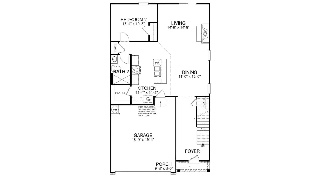 2D floor plan layout for the Robie by D.R. Horton in Sweetwater Village, Rockwell, NC (Image 3).