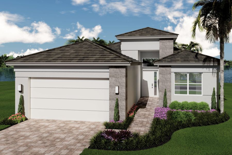 Representative exterior photo of a completed home built from the Isabella by GL Homes in Valencia Ridge (55+), Wesley Chapel, FL (Image 1). Representative exterior photo of a completed home built from the Isabella by GL Homes in Valencia Ridge (55+), Wesley Chapel, FL (Image 1).
