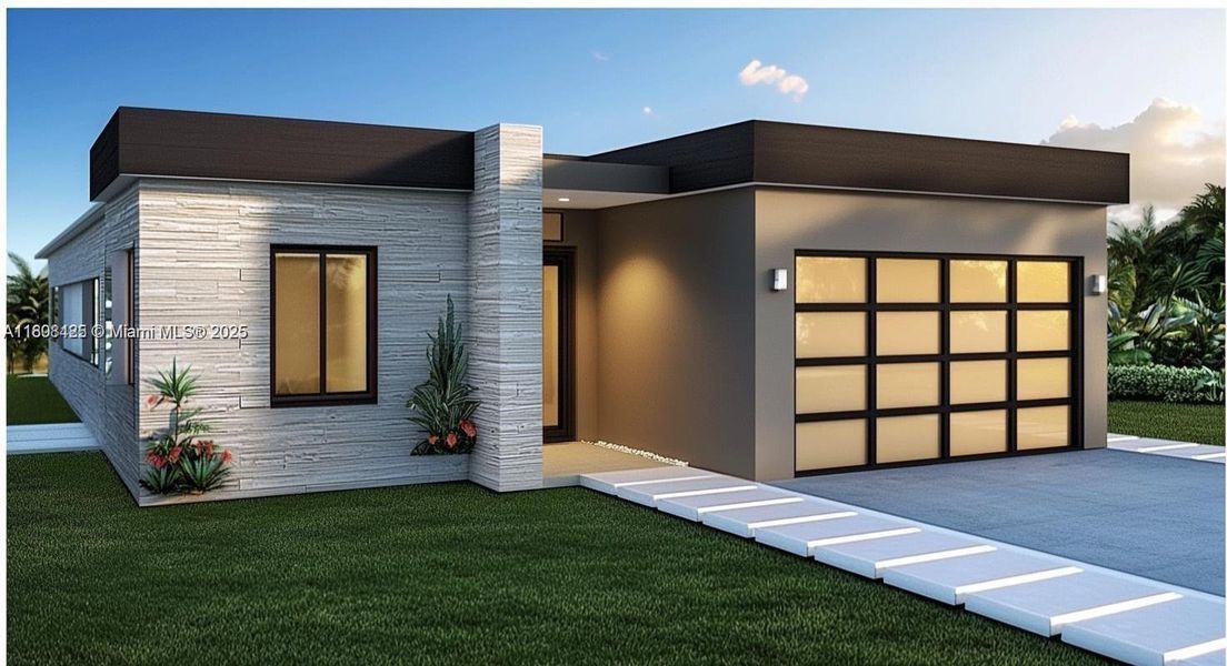 Front exterior of a new home in , Lehigh Acres, FL, highlighting curb appeal (Image 6).