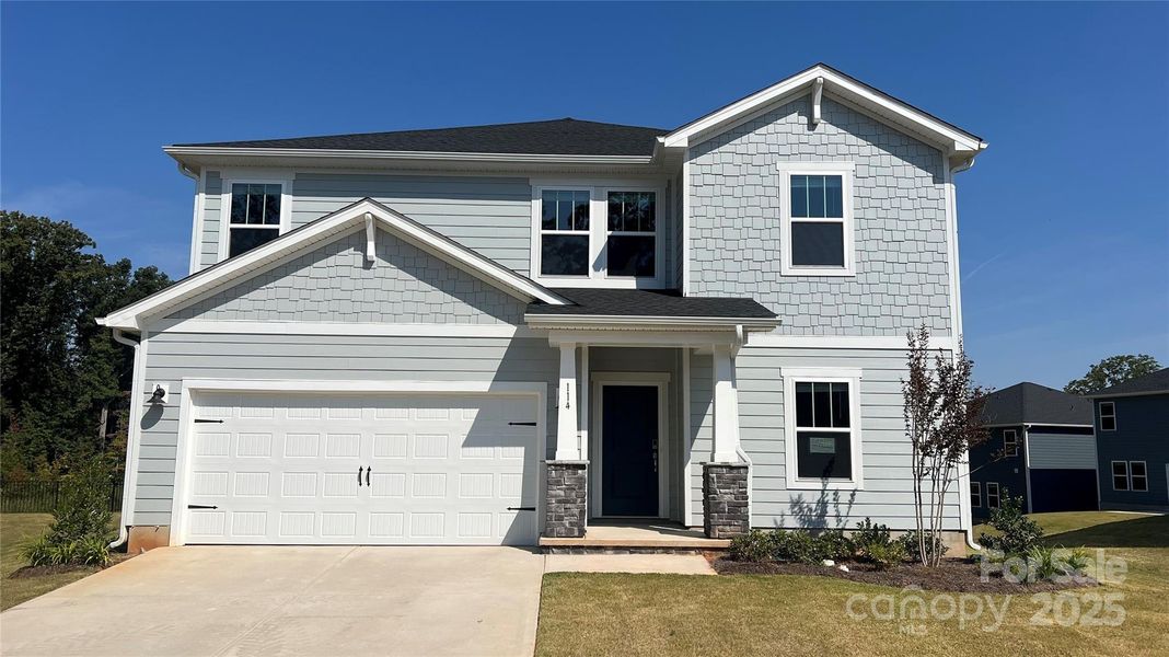 Front exterior of a new home in Sutter's Mill, Mooresville, NC, highlighting curb appeal (Image 2).