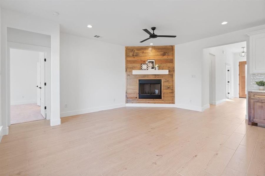 Living room with access to private primary bedroom