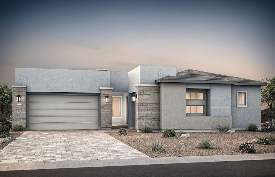 Representative exterior photo of a completed home built from the Cesena by Pulte Homes in Saguaro Reserve - Majesty, Marana, AZ (Image 19). Representative exterior photo of a completed home built from the Cesena by Pulte Homes in Saguaro Reserve - Majesty, Marana, AZ (Image 19).