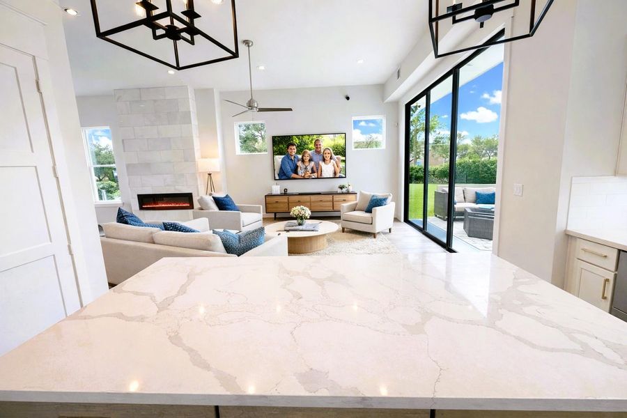 Living Room Opens to All that Yard (pic was virtually staged)