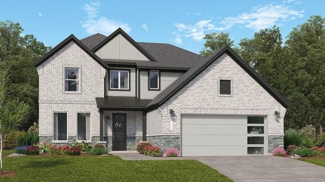Front exterior of a new home in Kresston, Montgomery, TX, highlighting curb appeal (Image 2). Front exterior of a new home in Kresston, Montgomery, TX, highlighting curb appeal (Image 2).