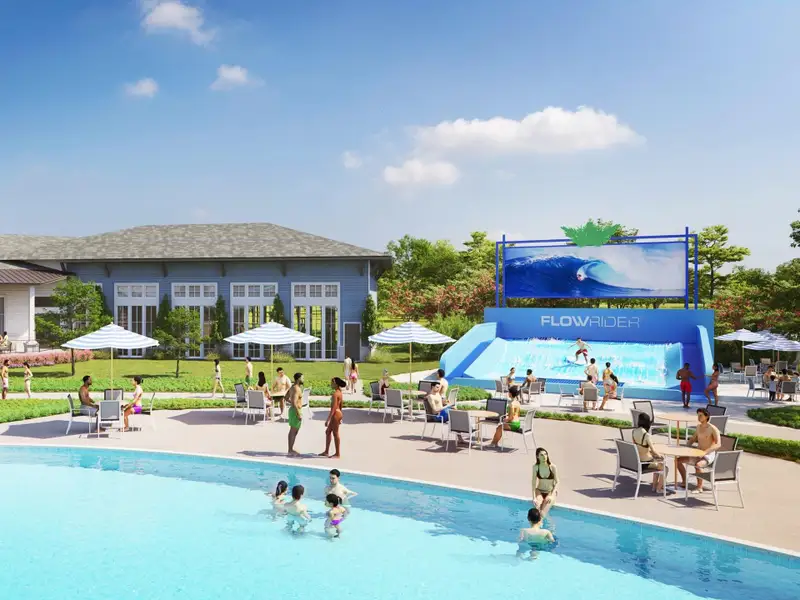 Front exterior of a new home in Saint Tropez, Huffman, TX, highlighting curb appeal (Image 22). Front exterior of a new home in Saint Tropez, Huffman, TX, highlighting curb appeal (Image 22).